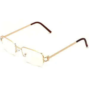 Rectangular Frame Clear Lens Designer Half Rim Eyeglasses Metal Glasses Rectangular Frame Clear Lens Designer Half Rim Eyeglasses Metal Glasses