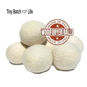 Buy it Handmade 6 Eco-Friendly Wool Dryer Balls - Set of Six 100% Handmade Natural Unscented Organic Chemical-Free Fabric Softener Balls Made in USA Laundry Pack