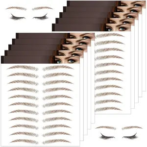 10 Sheets 110 Pairs 4D Hair-Like Waterproof Eyebrow Tattoos, Brown Tattoo Eyebrows Sticker Pairs, Temporary Brow Tattoos Grooming Shaping Stickers in Arch Style for Women Brown03