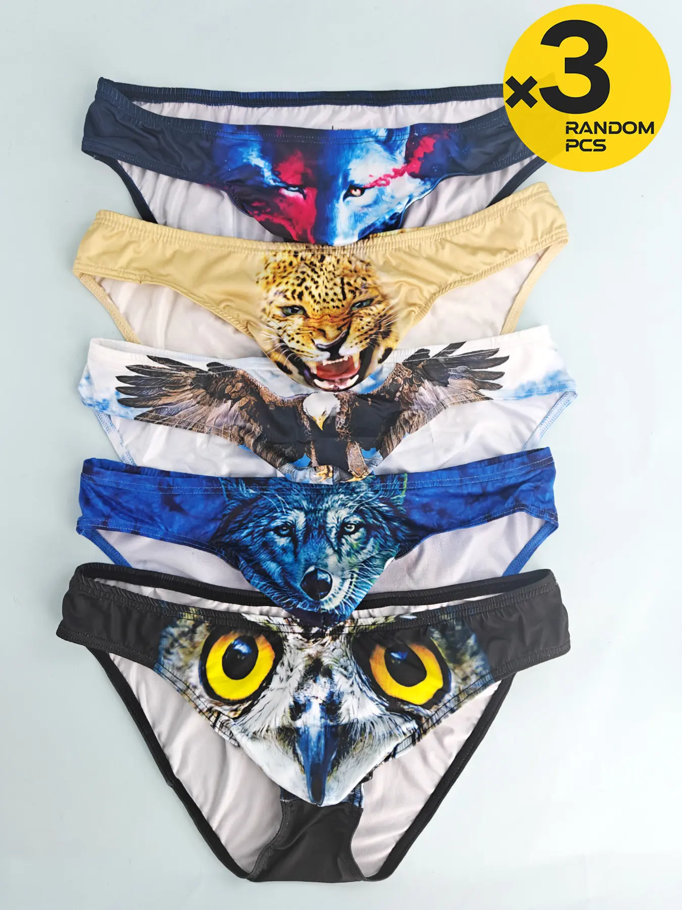 2/3/4 Pcs Random Color Men Printed Briefs, Thin High Stretch Breathable Undergarments, Bikini Style, Sexy Underwear & Swim Trunks For Home And Beach