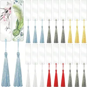 Clear Acrylic Bookmark with Tassel, 15pcs/set Colorful Book Mark, DIY Bookmark for Reading, Office Stationery & Supplies, Book Accessories