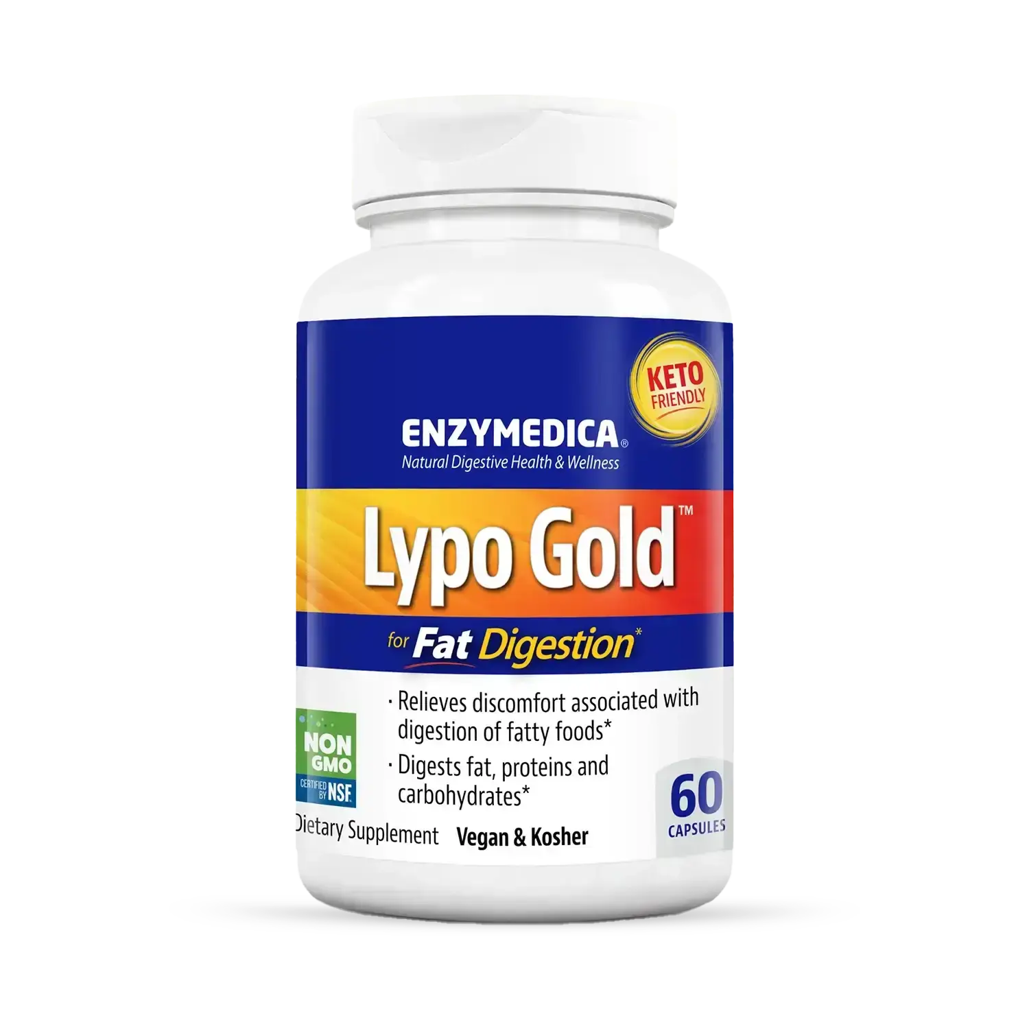Enzymedica Lypo Gold - Protease, Amylase & Lipase Digestive Enzymes for Women & Men, Enzyme Supplement for Fat Digestion, Gut Health & Gallbladder Support, Helps Gas & Bloating, Gluten Free