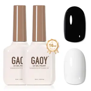 GAOY Gel Nail Polish, 16ml Soak Off UV Gel Polish Highly Saturated for Nail Art DIY Manicure at Home, black, white