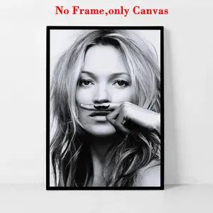 1 PC, wall art, fashion poster, kate moss print, kate moss poster, fashion print, life is a joke print, fashion poster, fashion wall art, woman, kate moss photography, bedroom decor, living room decor, unframed, Canvas Wall Art
