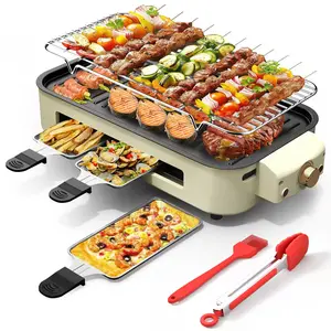 Indoor Smokeless Electric Korean BBQ Grill，Non-Stick Cooking Removable Plate,5 adjustable temperatures，Dishwasher Safe,1500W