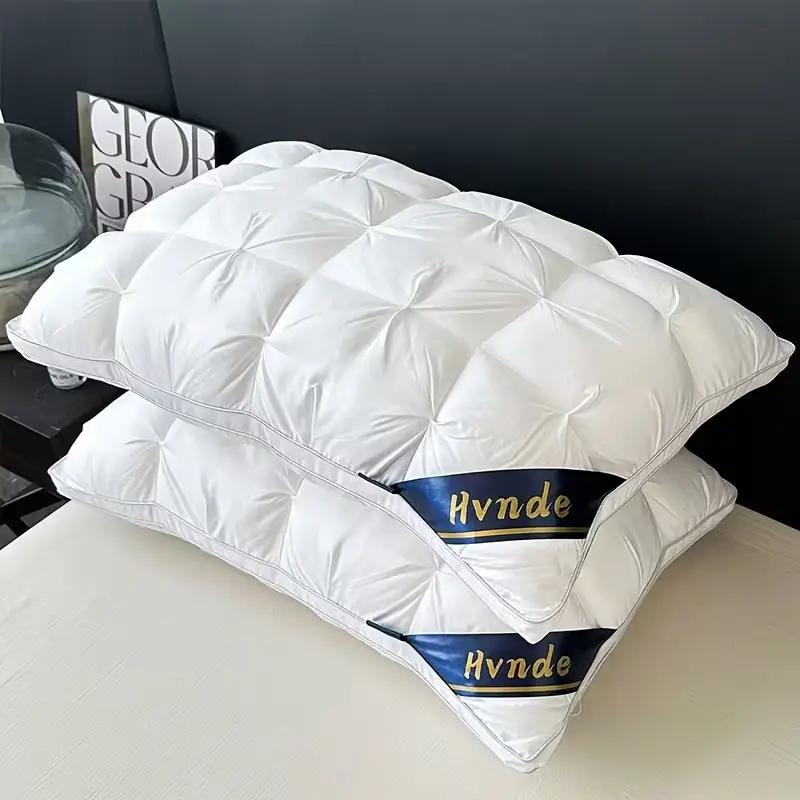 2pcs Luxury 5-Star Hotel Quality Pillows, Deep Sleep Neck Support, Non-Collapse High Pillow Core for All Seasons, Hypoallergenic Polyester Cover, Modern Pillow Design|Soft Texture Finish, Pillows for Sleeping, Cooling Pillows, Neck Pillow, Gift