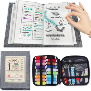 DIY Stitch Book, Embroidery Stitch Book, Hand Sewing Stitches, Beginner Embroidery Needle Book with Fabric Pages, DIY Sewing Kit with Floral Patterns, Embroidery Set, Handmade Hobby Gift for Beginners, Embroidery Craft