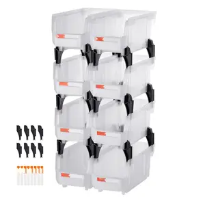 Clear Plastic Stackable Storage Bins, 10.9 x 5.5 x 5.1 Inch, 8 Pack, Transparent Containers For Organizing And Storage In Closet, Garage, Office, Small Parts, Craft Supplies, And Home Accessories