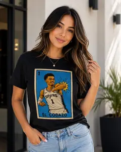Crazy Hispanic El Codazo Wemby Basketball Player TShirt Spurs Lotería Style Graphic Tee Retro Sports Fan Shirt Vintage Inspired Unisex Tee