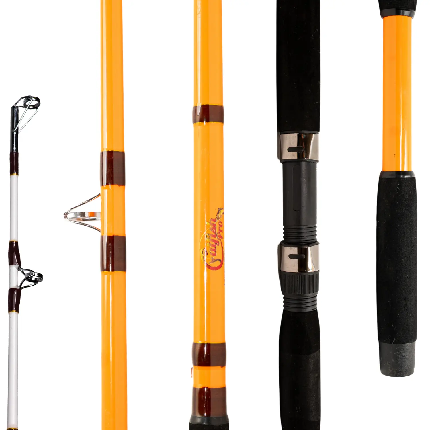 Catfish Pro Fishing for Fun 7'6" Medium-Heavy Catfish Spinning Rod, One-Piece Fishing Rod with Glow-in-the-Dark Tip