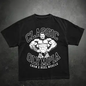 Classic Olympia CBum Oversized Gym Washed T-shirt, Gym Apparel, Workout Wear, Training Men's Top, Aesthetic Shirt, Discipline, Strength, Focus