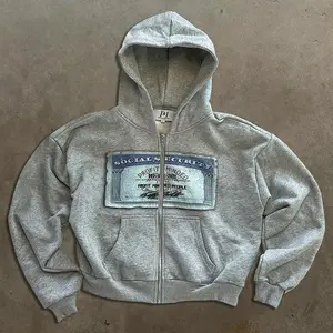 Unisex Loose Zipper Graphic Hoodie, European-American Style Street Money Pattern Printed, Long Sleeve Casual Sports Tops, Outdoor Sport Clothes