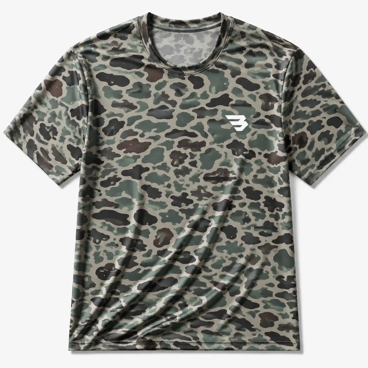BURLEBO Men's Camo Performance T-Shirt | Quick Dry Athletic Tee | Lightweight Outdoor Workout Shirt