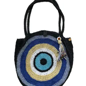 Evil Eye Pattern 1 - Traditional Turkish Pattern Design - Handmade Totebag