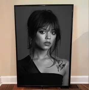 Jenna Ortega Signed Poster, Black And White Poster