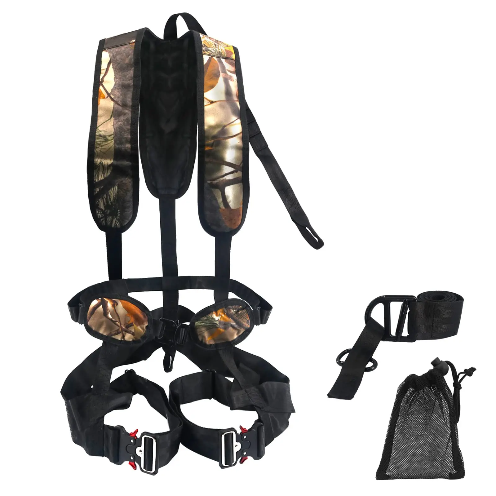NEWDOAR Protective Gear, Full Body Camo Pattern Polyester Safety Harness for Hunters, Comfortable, Adjustable 1 Size Fits All with Quick Release Buckle for Tree Stand, One Size Fits All