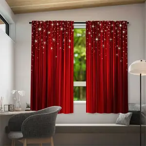 2 pieces of high-definition digital elegant red window curtains with shiny printed decorative patterns. Resistant to fading, washable by hand or machine. Hang with a rod bag. Suitable for bedroom and living room decoration. Window Drapes