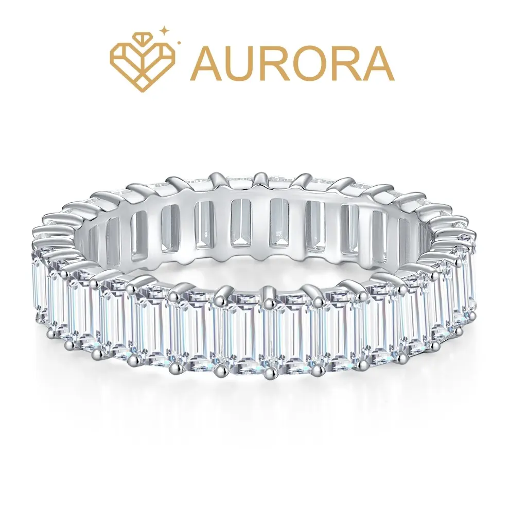 #135 【Glam Matrix】 925 Sterling Silver VVS1 Grade Synthetic Moissanite Enhancer Band, Stacking Rings for Jewelry Accessory, Multi-Size
