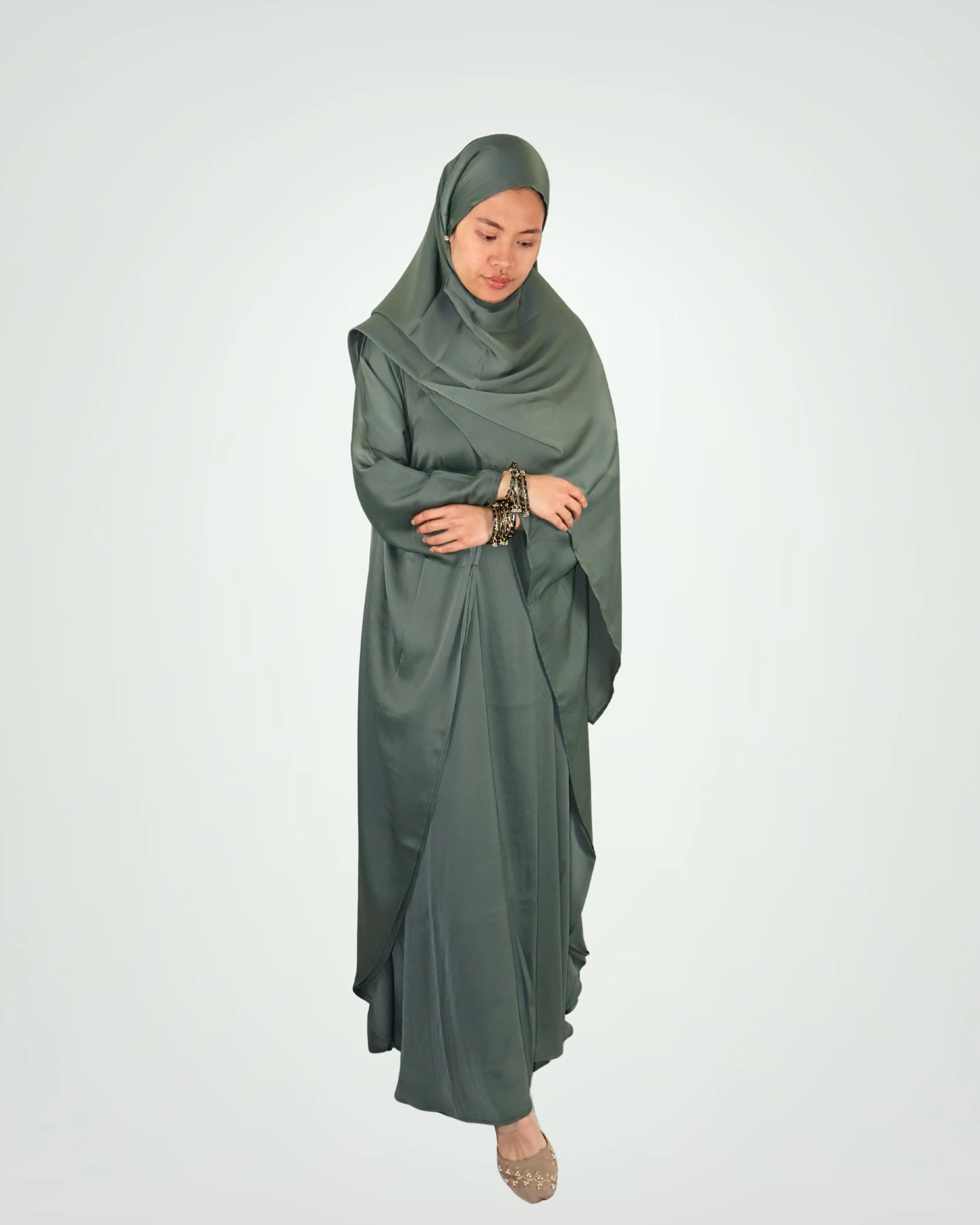 butterfly kaftan abaya - sage