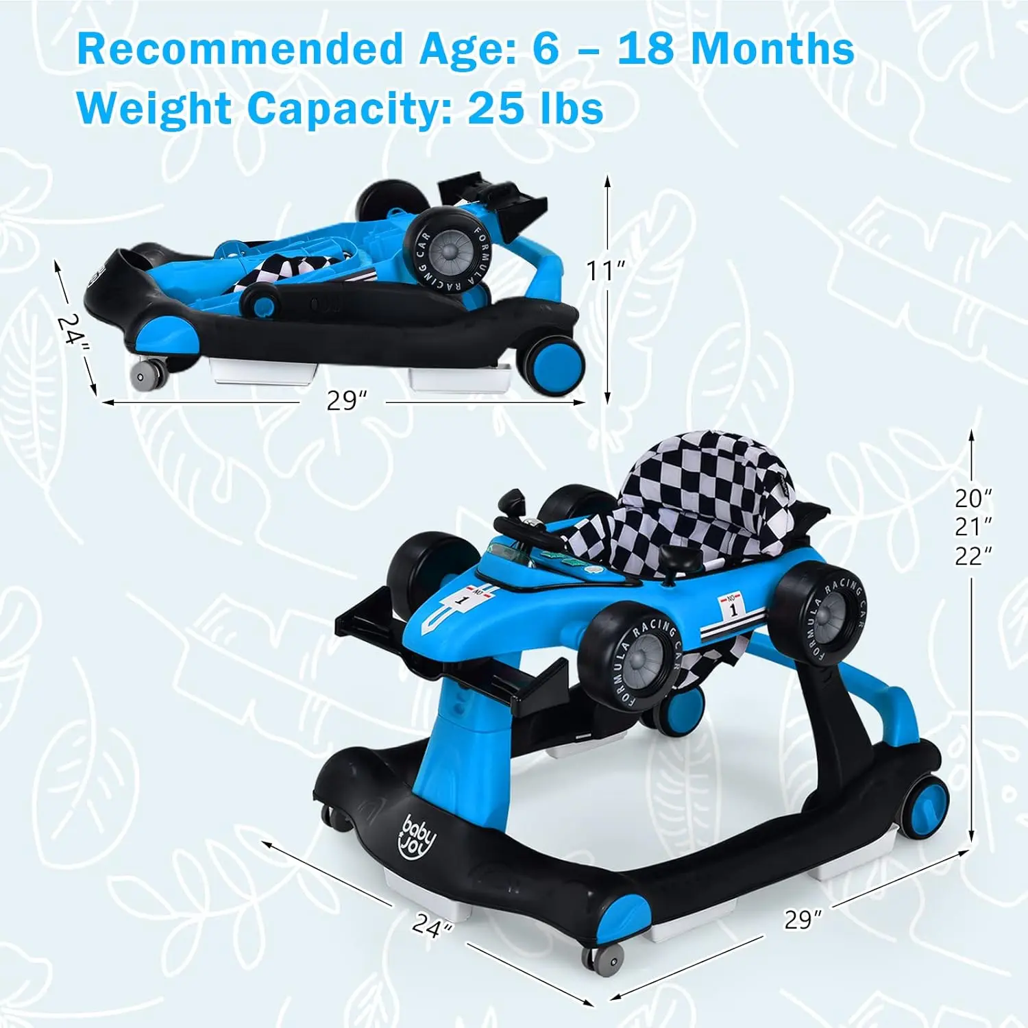 Blue, 4-in-1 with Anti-Rollover
