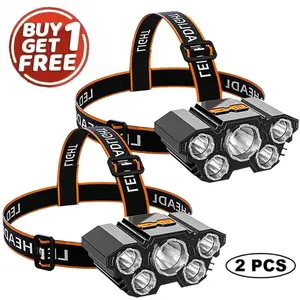 Multi-LED High brightness Rechargable Headlamp, Led Head Lamp with 4 Modes, Waterproof Head Lights For Forehead, Hard Hat Light, Adjustable Head Flashlight For Adults, Bright Coast Headlamp for Outdoor Camping, Hiking, Running