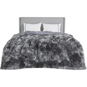 ultra soft fluffy king size blanket for bed-fuzzy, fluffy, shaggy faux fur King blanket, warm and thick Sherpa, tie-dye decorative gift, oversized blankets king size, 108x90 inches, 640 GSM