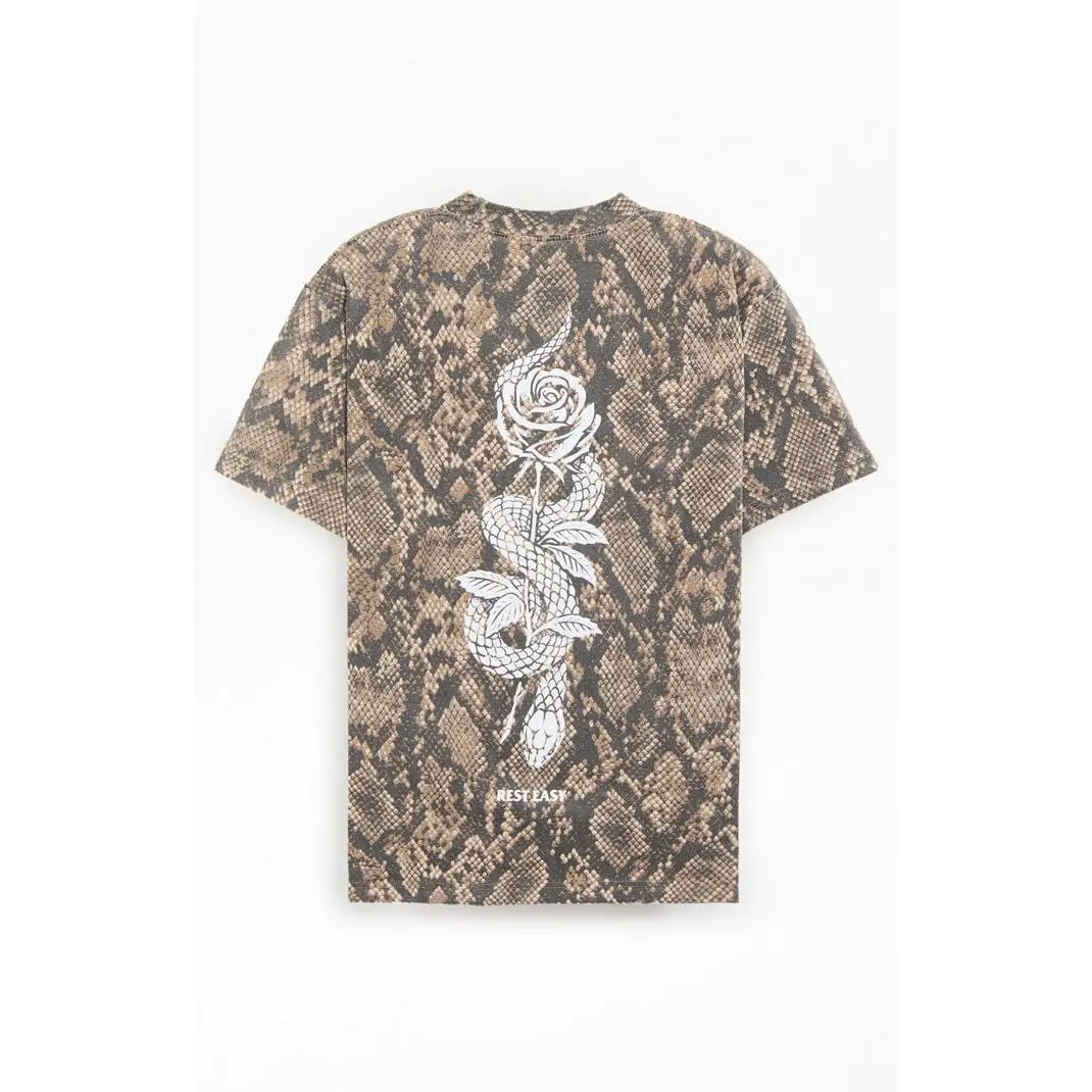 Rest Easy Men's Snake Rose T-Shirt - Multicolor