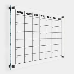 Acrylic Wall Premium Calendar - Calendar 2026 - Monthly and Weekly Board Family Planner - Dry Erase Calendar Family Calendar - Marker - Black Hardware