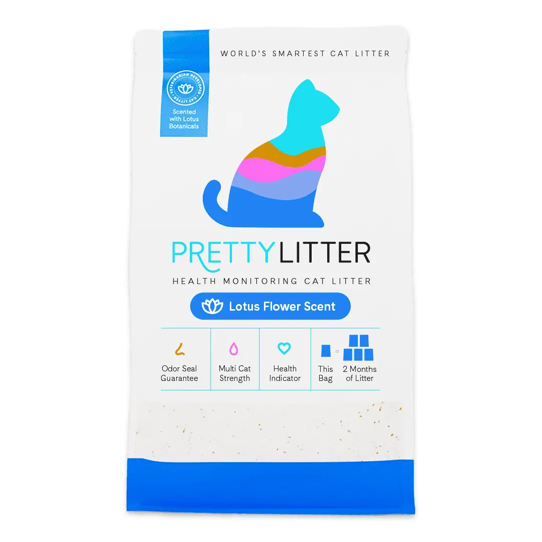 PrettyLitter Health Monitoring Crystal Silica Micro-Pellets Cat Litter, Lotus Scent, 8lb Bag, Lightweight, Odor Control, 2 Months Supply, All Seasons Use, Color-Changing Health Monitor, Easy Maintenance, Less Litter Wasted, Bagged, Changes Colors To Monit
