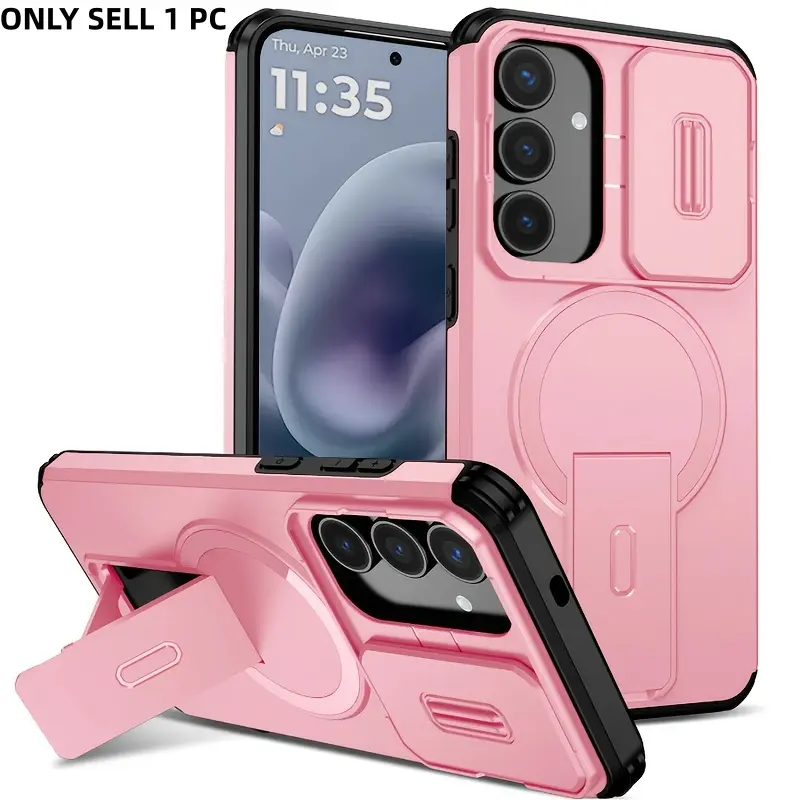 Phone Case: Folding Bracket Shockproof Shell Casing Protective Armor Magnetic Cellphone Phone Case for Samsung Galaxy S 22 23 PLUS + 24 Fe 25 Edge 26 Ultra A15 A16 A17 A26A 35 A36 A55 A56 Flip Lens Protect Stand Cover