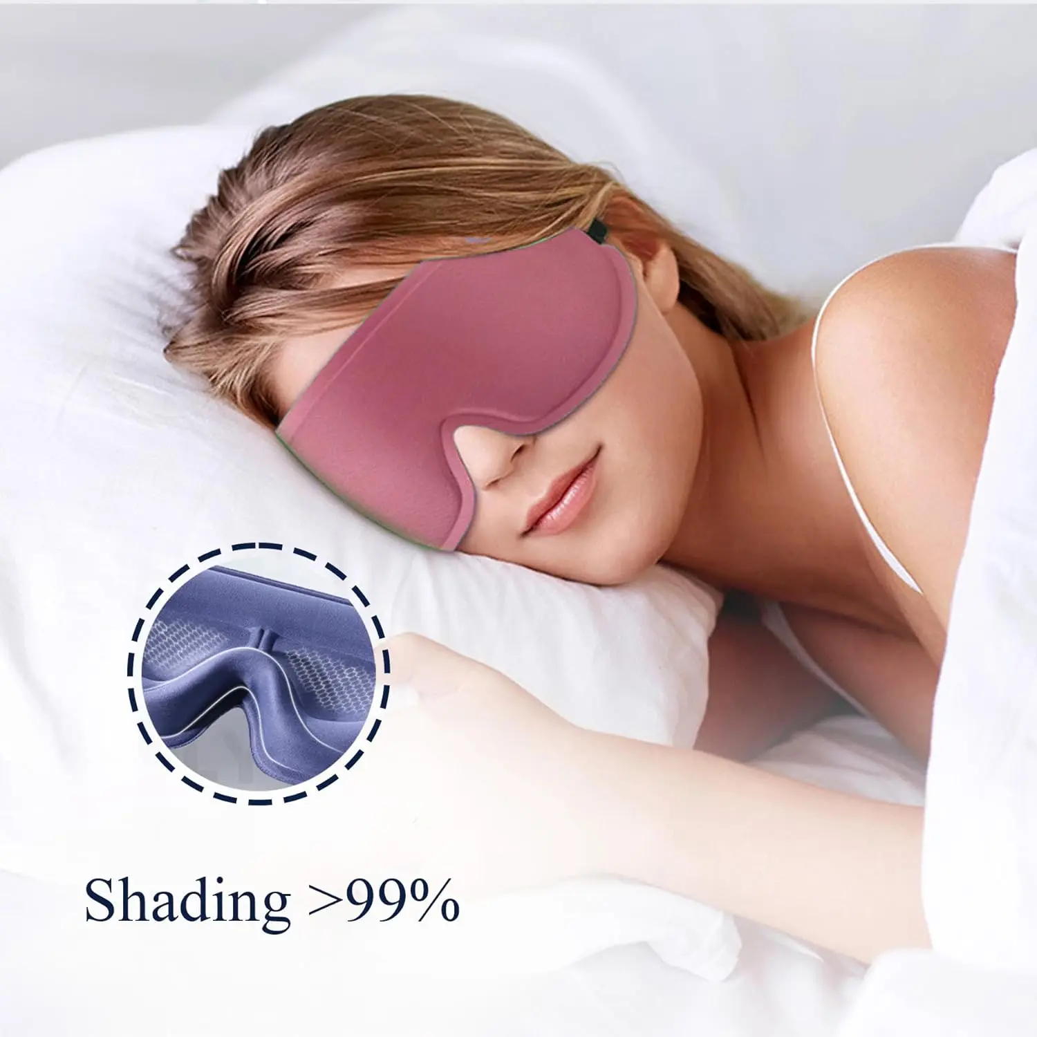 Women and men's sleep facial mask – sleep mask – side sleeper 3D soft sleep mask – zero pressure eyelash lengthening eye mask for air travel essential, pink