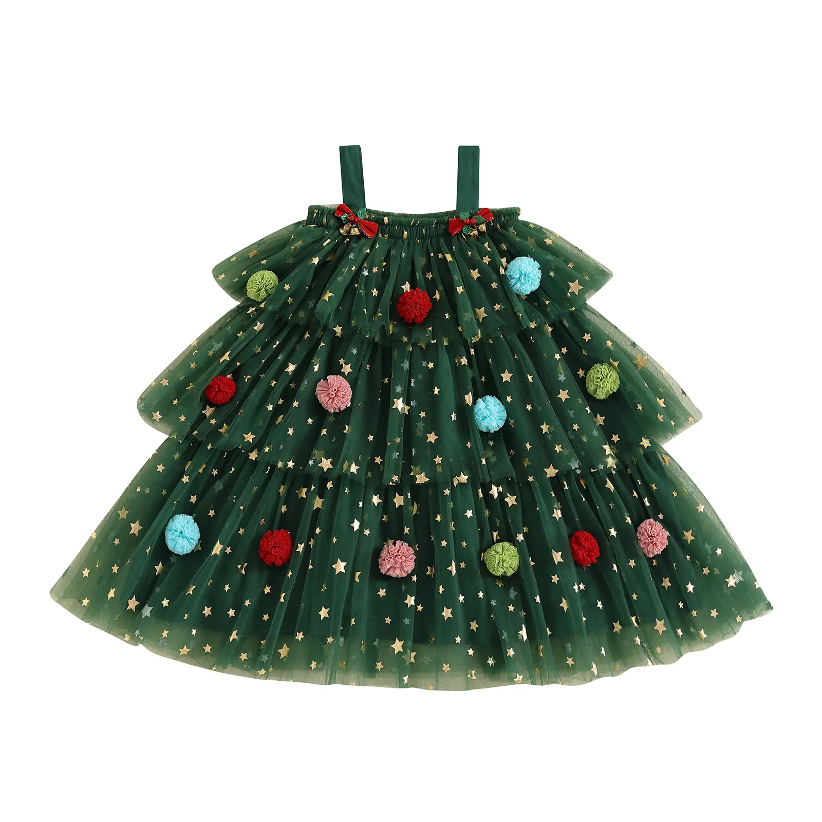 TheFound Toddler Baby Girl Christmas Tutu Dress Sleeveless Christmas Tree Layered Tulle Dress Sequin Wedding Ball Gown