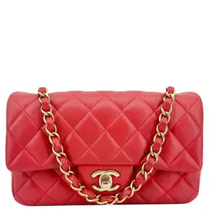 Pre-owned CHANEL Leather Crossbody Bags Classic Rectangular Flap Mini Quilted Crossbody Bag Reddish Pink