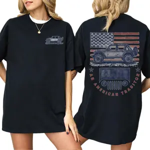 Cotton Vintage American Tradition Two Sided Unisex Shirt, USA Flag Tshirt,Casual Sport Style, Multi Color, Size t shirt