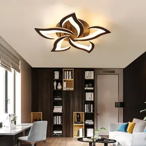 Modern LED ceiling light black 58cm warm light aluminum ceiling light Flower Design Lamp suitable for offices, coffee shops, bedrooms, living rooms, indoor lighting, dining room decoration lighting fixtures