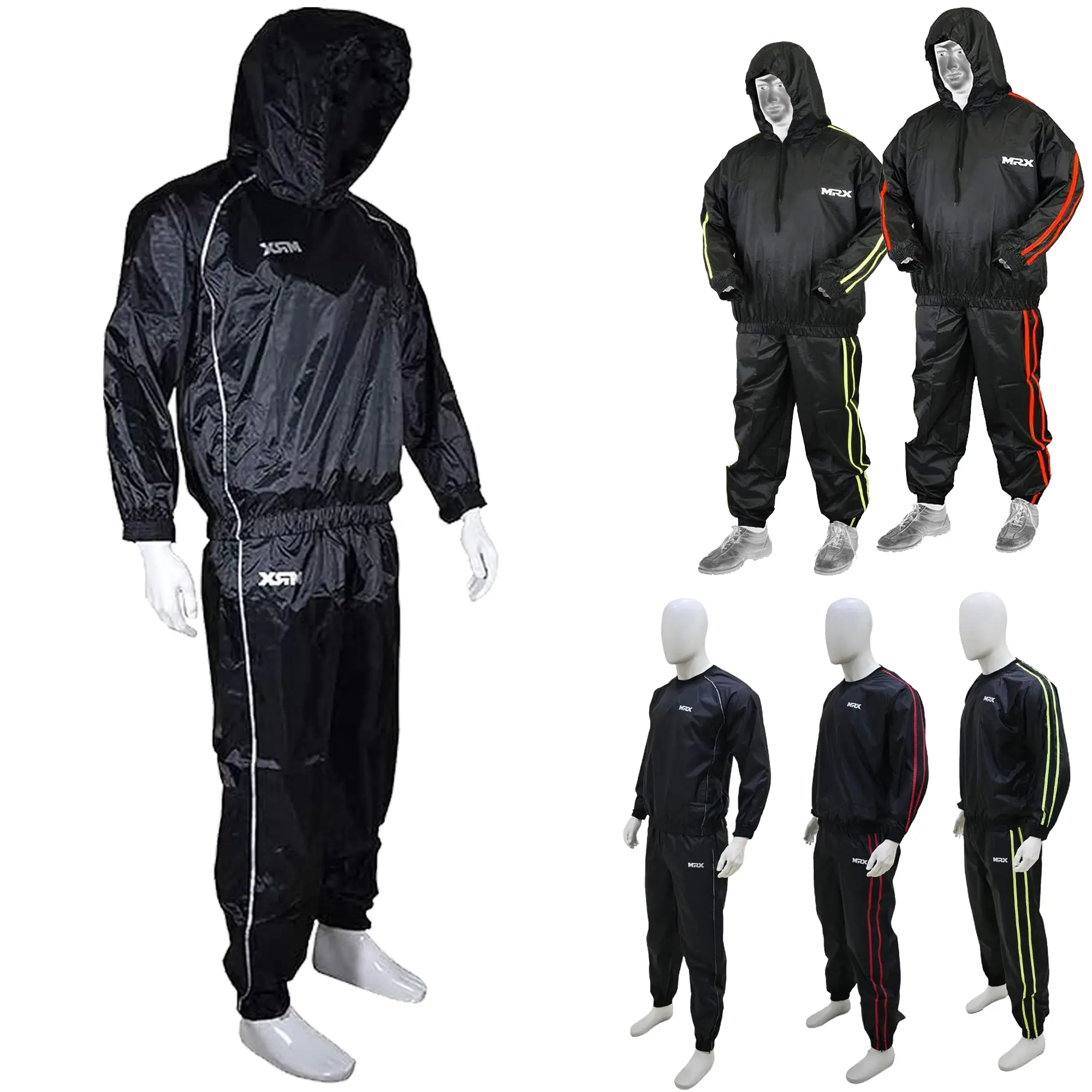 MRX BOXING & FITNESS Unisex Sauna Suit, 2-Piece Hooded Nylon Sports Sets, Waterproof Workout Outfits for Slimming & Weight Loss, Sauna Jogging Set, Universal, Breathable, All Seasons, Loose-Fitting, Highly Durable, Pull On, Sports Set, Universal Sport