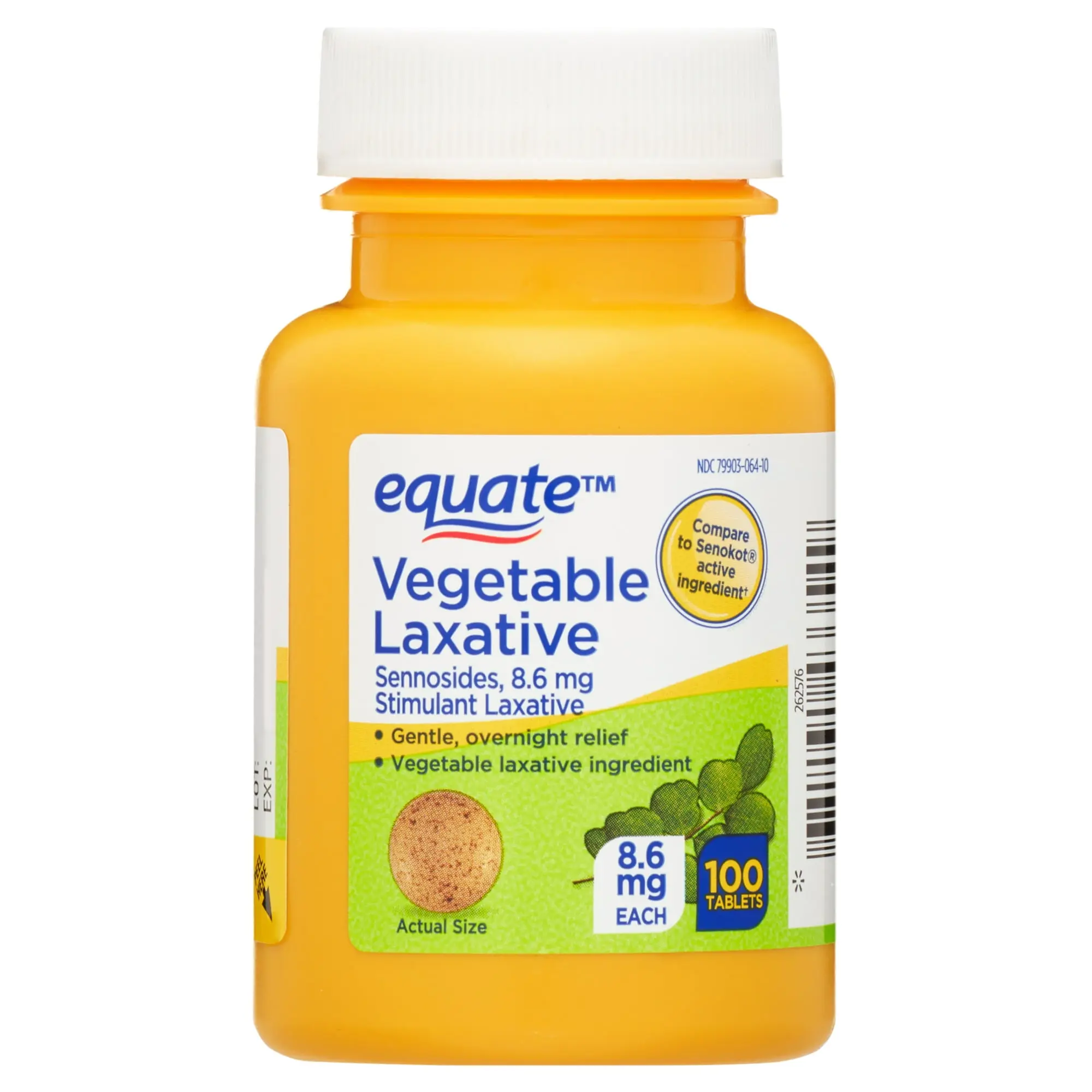 Equate Natural Vegetable Laxative - 100 Tablets, Sennosides Stimulant Stool Softener for Constipation, Healthcare Supplement