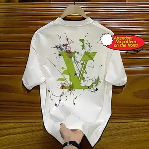 European and American trendy short-sleeved ins pure cotton summer new men's printed T-shirt trendy men and women all-match round neck T-shirt men Menswear Top Tshirt Streetwear Casual Crewneck Tropical Operator essential