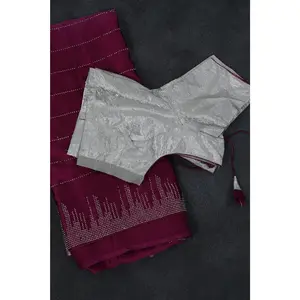 Luxurious Japan Satin Saree in Double-Shade Pink and Maroon