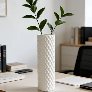 48cm Modern Light Luxury Grid Vase, Minimalist Art Home Decoration Flower Vase Ornament, High-Quality Craft Vase Suitable for Living Room, Study, Balcony & Any Modern Home Decoration Scene