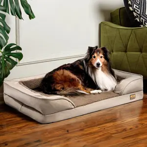 [Summervibes] Dog Bed for Large Dogs, Washable Dog Sofa with Removable Cover, Supportive Foam Pet Couch Bed with Nonskid Bottom