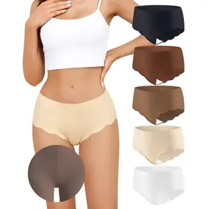 LEVAO Women’s Seamless Underwear – No Show Briefs Invisible Hipster Panties with Anti Camel Toe Pad, Soft & Breathable Workout Briefs, 3/5 Pack (S-XL)