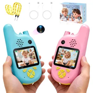 Kids Walkie Talkies 2 Pack, Long Range Rechargeable Video Intercom Kids Walkies Talkies, Outdoor Camping, Hiking, Travel for Boys Girls Ages 3-12 (Blue/Pink)