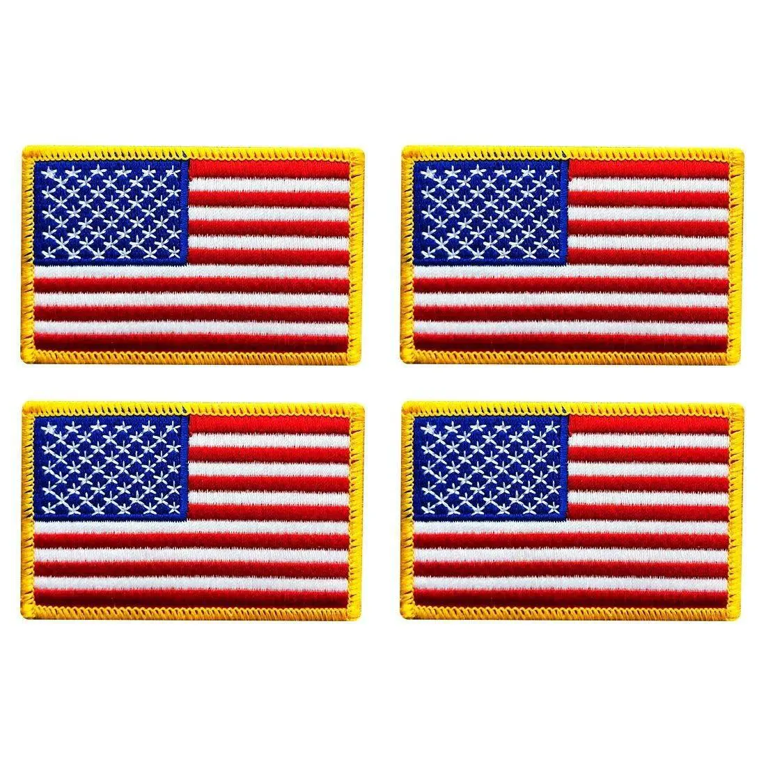 4PC USA American Flag Embroidered Patch (iron on sew on - 3.0 X 2.0)