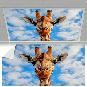 Fluorescent Magnetic Cloud Light Covers for 2ft x 4ft Fluorescent or LED Ceiling Lights, Filters Overhead Lighting for Classroom Home Office Decoration Giraffe