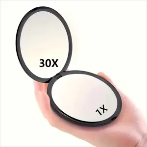 30x Magnification Makeup Mirror, Dual-Sided Foldable Travel Mirror with 180° Rotation, Portable Handheld & Stand Design Without Batteries, Folding Makeup Mirror, Portable Vanity Mirror
