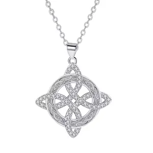 【PANG Jewelry】Witches Knot Necklace Hecate Goddess of Witches with Celtic Knot Design Pendant Necklace Goddess Jewlery Tetragrammaton Collar De Amuleto De Proteción Stainless Steel with Aritificial Gemstone Decor Fashion Jewelry Accessories Gift for Women