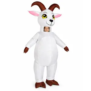 Funny Inflatable Goat Costume Adult Blow Up White Sheep Suit for Halloween Party Cosplay