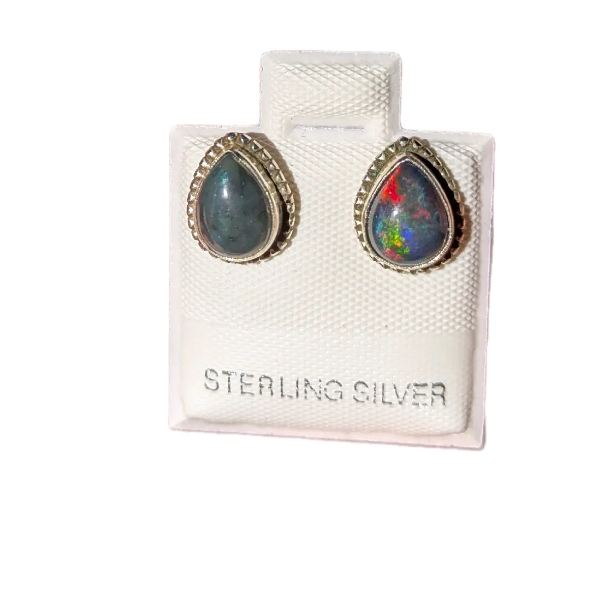 Genuine Ethiopian Welo Opal 925 Sterling Silver Teardrop Earrings - High Quality