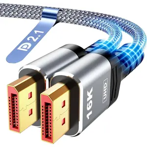 16K Displayport Cable 2.1, DP 2.1 Cable 6FT [16K@60Hz, 8K@120Hz, 4K@240Hz 165Hz 144Hz] Support 80Gbps, HDCP DSC 1.2a, HDR10 FreeSync G-Sync for 3090 Graphics PC